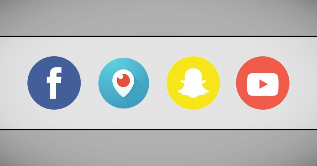 Logo de Facebook, Youtube, Snapchat y Periscope