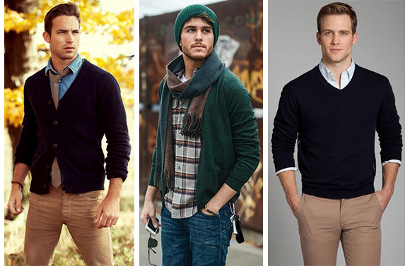 Hombres con diferentes suéteres